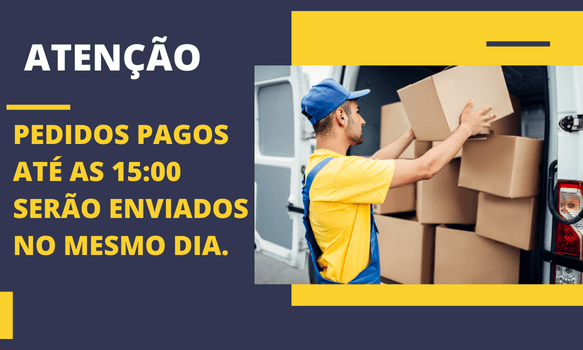 Atenção: pedidos pagos até às 15:00 serão enviados no mesmo dia
